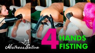 4 HANDS FISTING | MISTRESS CHERRY ON AIR & MISTRESS SATIVA WITH SLAVE