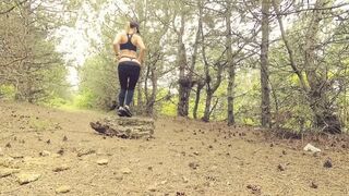 Horny suck and fuck in public forest. POV amateur outdoor sex