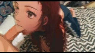 Fucking An Anime Redhead Cute Girl (Snapchat Filter) Gives Blowjob, and Gets Creampied Real Hentai