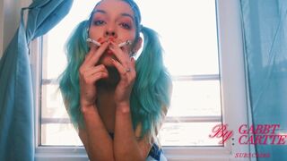 Smoking fetish 2 cigarette some time SFW with a shy tinny girls .CLOSE UP 4k