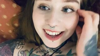 TATTOO GIRL FUCKS herself to smiling Orgasm