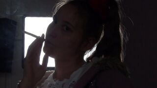 Shadow play while I light a cigarette. Alternative video, by long blonde hair girl