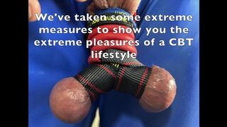 A super CBT lifestyle. Tied Balls, iced Cock, Cock slapping and Ball hammering.