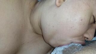 depe throat squeezing dick hard deep inside, he gave me a surprise creampie