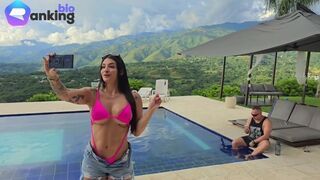 Colombian Pornstar Salome Gil interview me and we end up fucking under the rain & rainbow