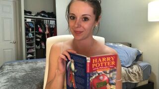 Hysterically reading Harry Potter while sitting on a vibrator