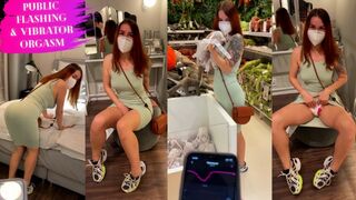 Public flashing and orgasm in the shop vibrator control LeoKleo