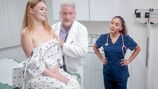 PervDoctor - Curvy Teen Needs Special Treatment And Lets Her Doctor And Nurse To Take Care Of Her